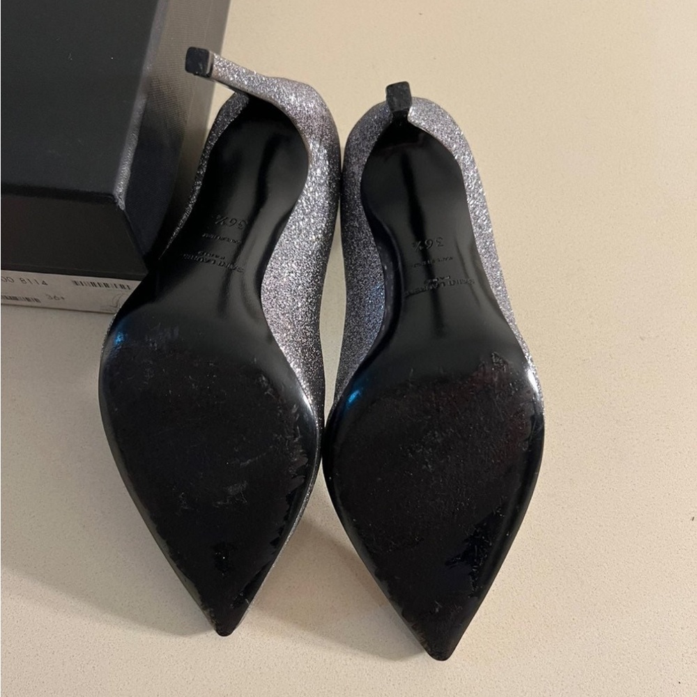 Saint Laurent Paris Glitter Pumps Heels 36.5 - Picture 7 of 8